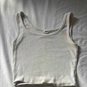 Garage White Fitted Crop Tank Top